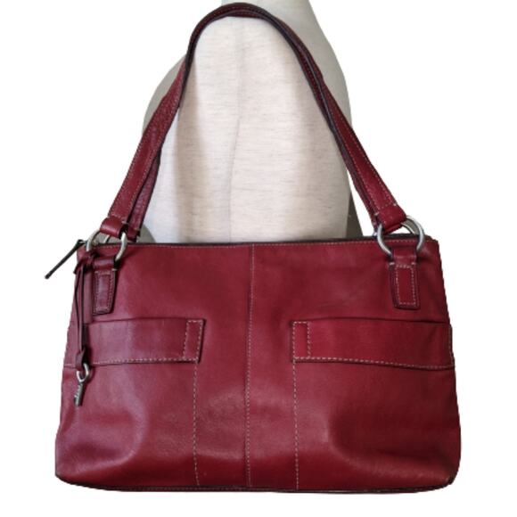 Fossil Red Leather Shoulder Bag - Picture 1 of 11